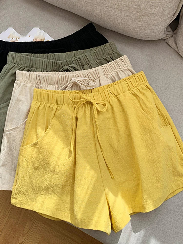 ITOOLIN Casual Leinen Shorts Frauen Gym Workout Shorts Kurze Hosen Hohe Taille Schwarz Damen Kurze Femme Frauen Shorts Sport Femme