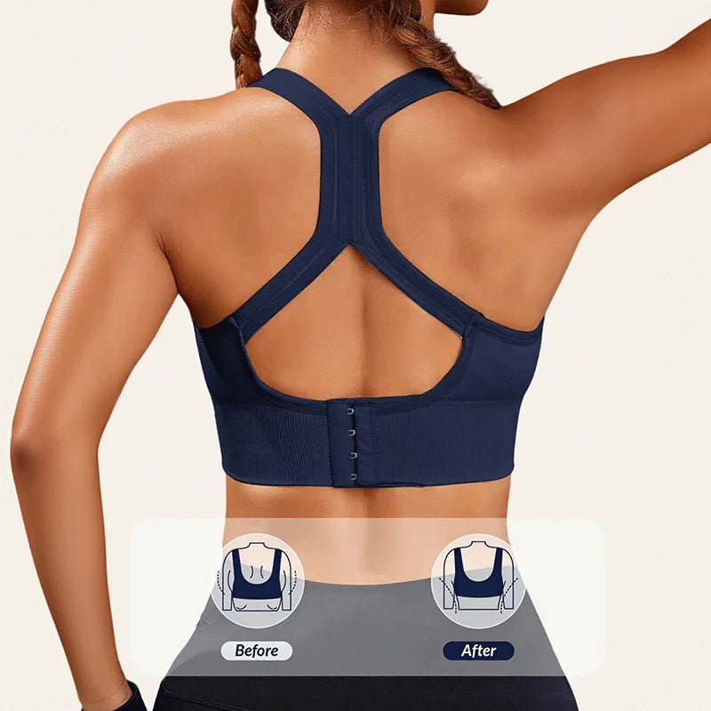 Seamless Comfortable Breathable Push Up Yoga Vest Bra with Non Adjustable Shoulder Straps and Buckled Back Straps