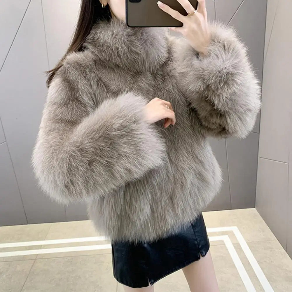 Herbst Winter Übergroßen Lose Beiläufige Luxus Weichen Dicken Warmen Haarigen Faux Mantel Frauen Langarm Flauschigen Jacke 2024