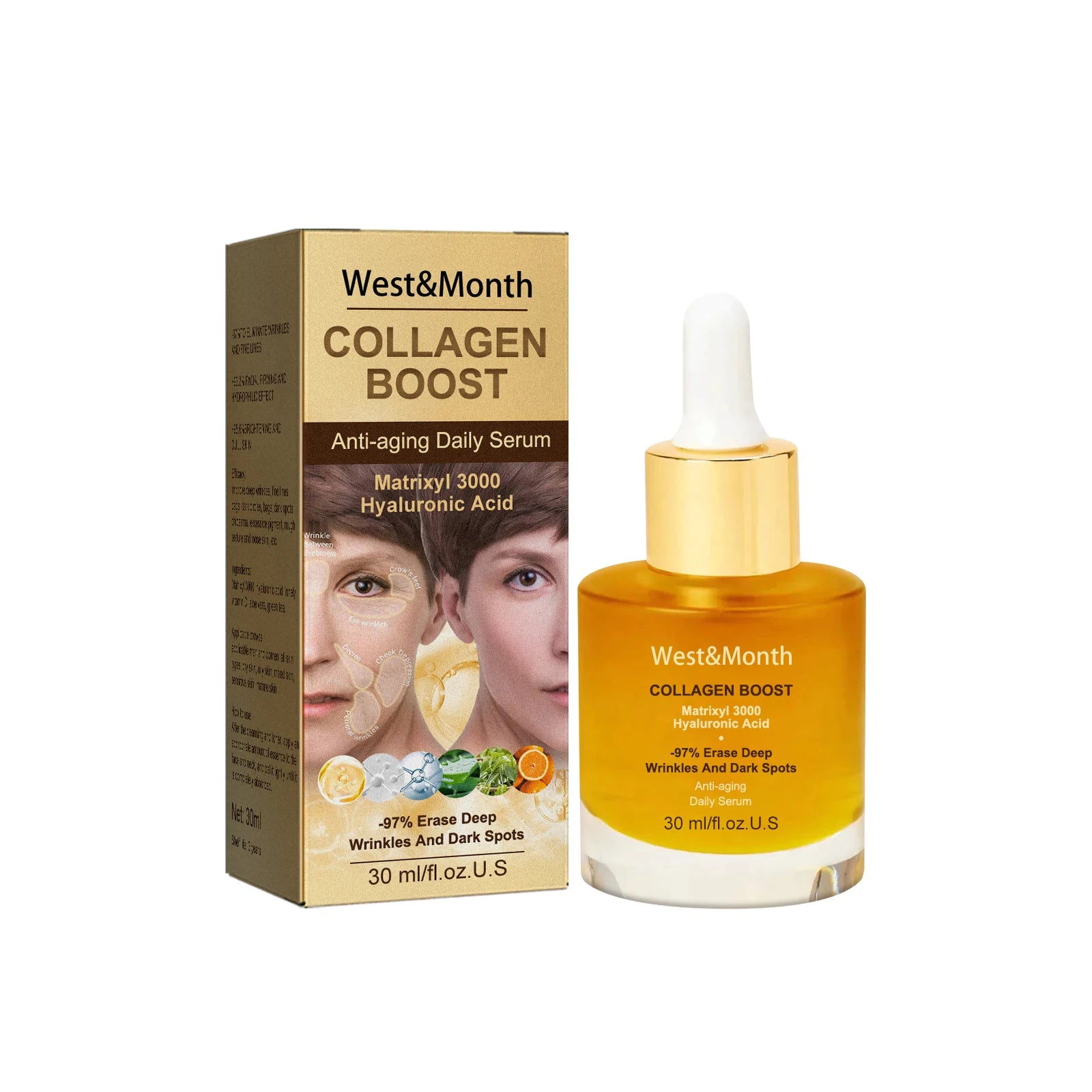 Kollagen-Gesichtsserum, feuchtigkeitsspendend, straffend, glättend, nährend, aufhellend, Gesichtshaut, verblasst feine Linien, Anti-Aging-Gesichtsessenz