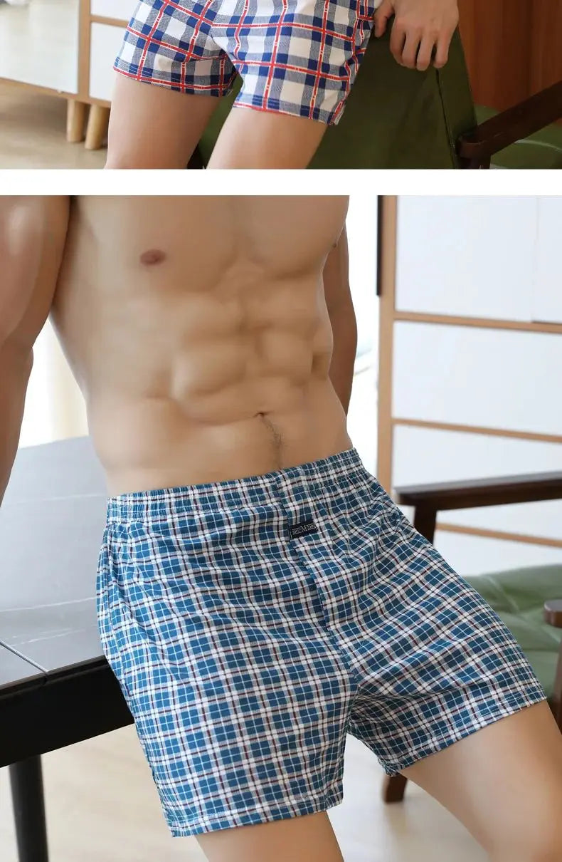 Plus Größe M-3XL männer Aro Hosen Baumwolle Gitter Unterwäsche Lose Hohe Taille Sommer Dünne Atmungsaktive Hause Shorts Beutel Unterhose