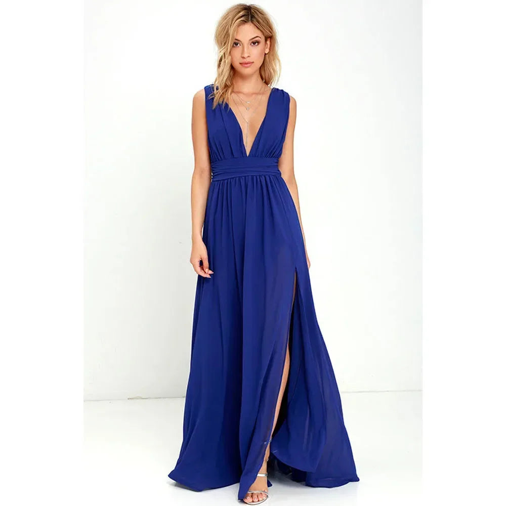 Sexy rückenfreies Maxi-Sommerkleid für Damen, Netzstoff, lang, figurbetont, rot, Weihnachts-Partykleid, Brautjungfern-Abendkleider