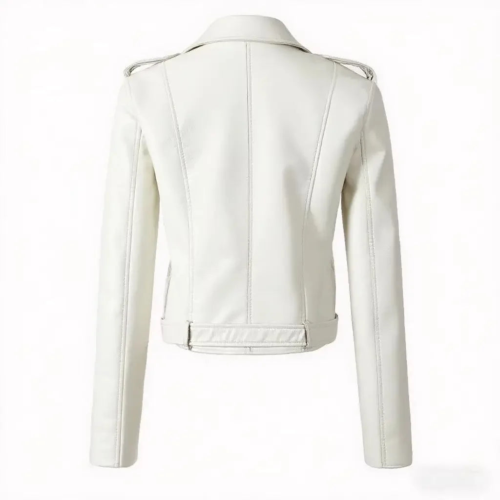Damen-PU-Lederjacke, schmale Passform, Motorrad, gewaschener Reißverschluss, Oberteil, Herbst-Winter, modische Oberbekleidung, lässiger Stil, volle Ärmel