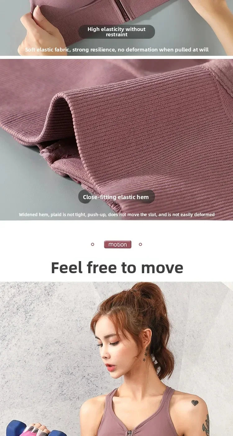 CZGUKE Running Fitness Sports Bra Front Zipper Women's Underwear Shockp roof Top Bra Breathable Seamless Yoga Bra