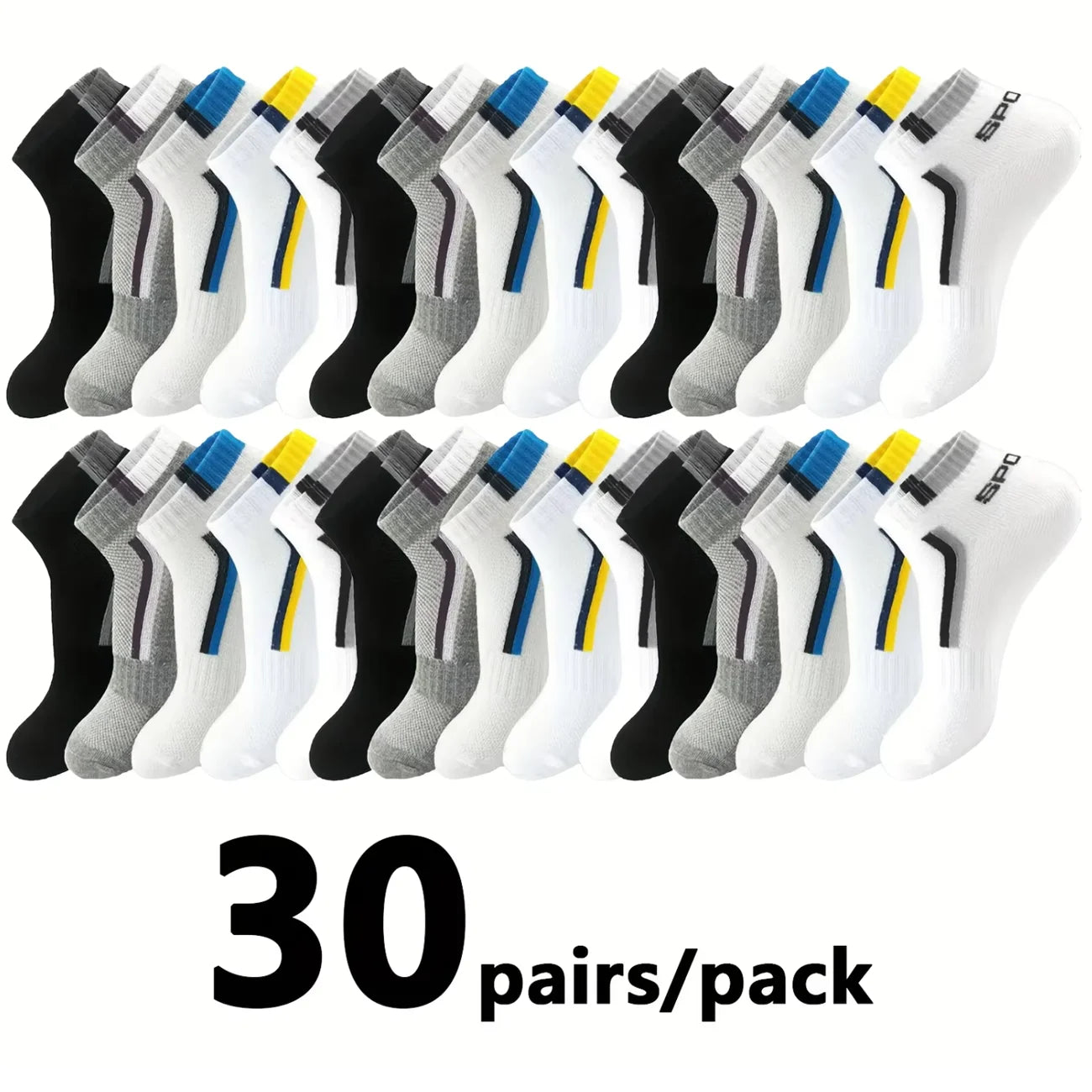 30Pairs Männer Socken Mesh Atmungsaktive Kurze Casual Socken Farbe-block Sport Socke Sport Socken Absorbieren Schweiß Knöchel