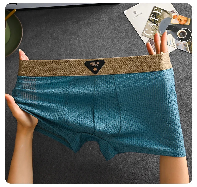 1/4 Stück Herren-Unterwäsche aus Eisseide, heiße Dessous, dünne Boxershorts, coole Unterhosen, atmungsaktive sexy Slips, U-förmige Shorts, Größen L-6XL