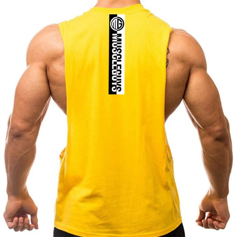 Gym Fitness Workout Laufen Tank Tops Sommer Casual Baumwolle Atmungsaktive Ärmellose Westen Herren Bodybuilding Muscle Sport T-shirts