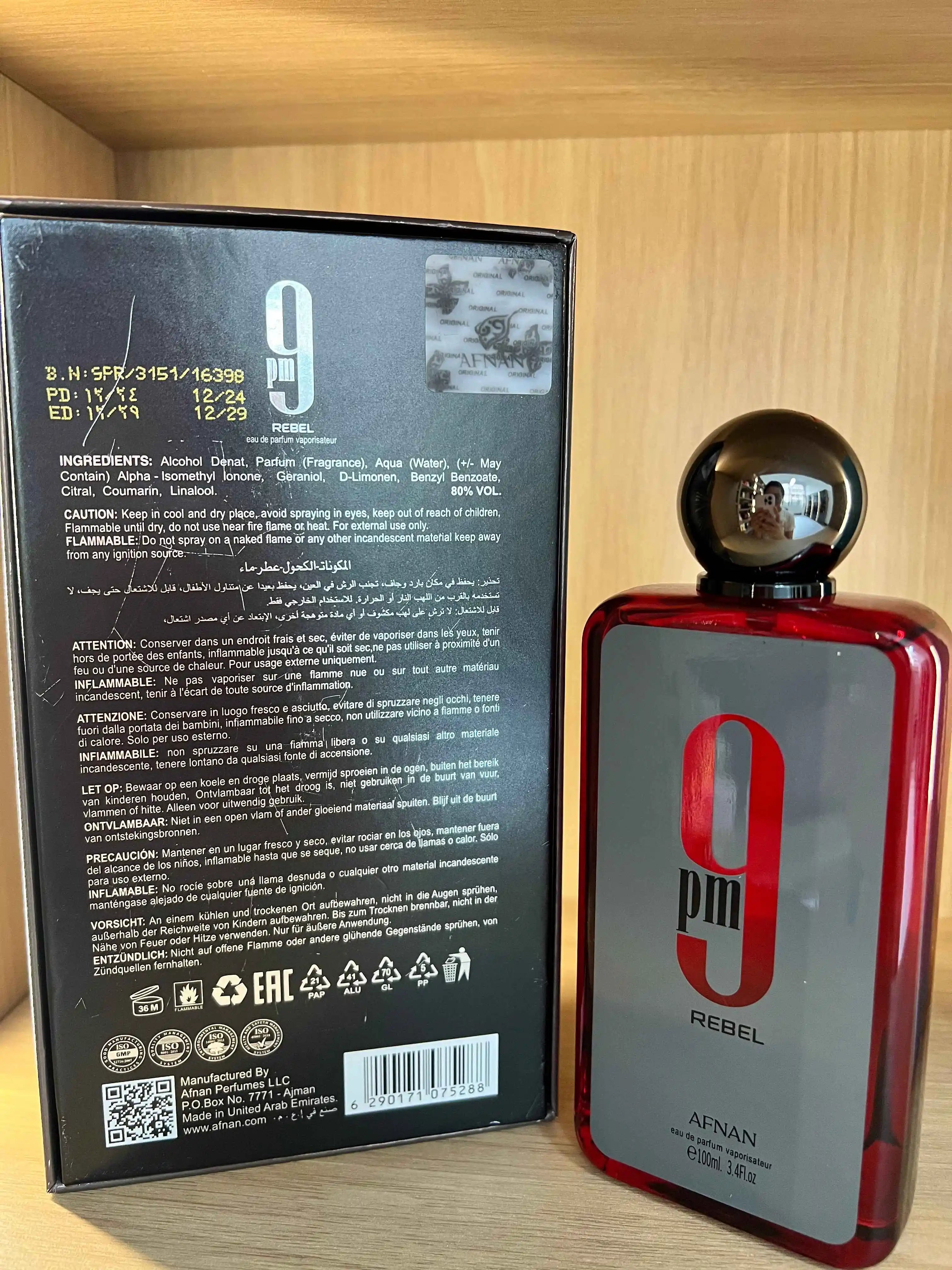 Afnan 9PM Rebel Unisex EDP – Vanille-Bernstein-Gourmand-Duft für Nacht und Partys, 3,4 FL OZ