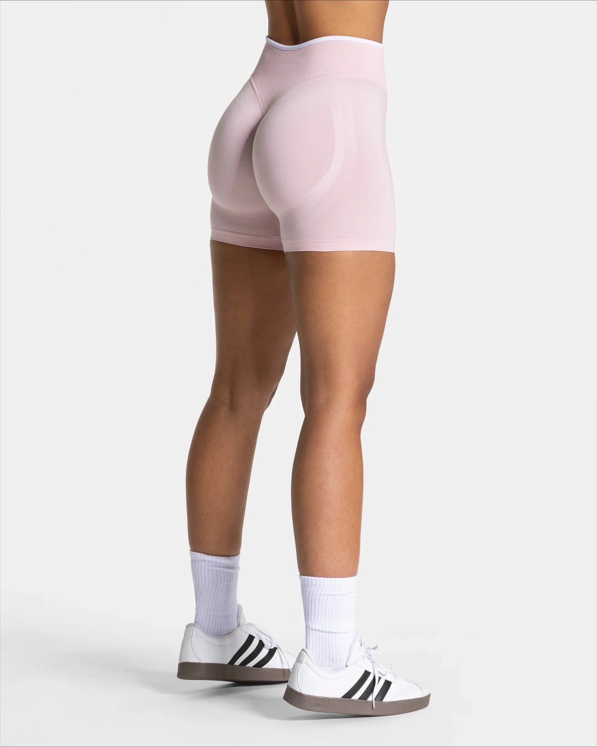 Frauen Nahtlose Gym Einfarbig Sport Shorts Weiß Taille Enge Hohe Taille Hüfte Heben Yoga Hosen Laufsport Shorts