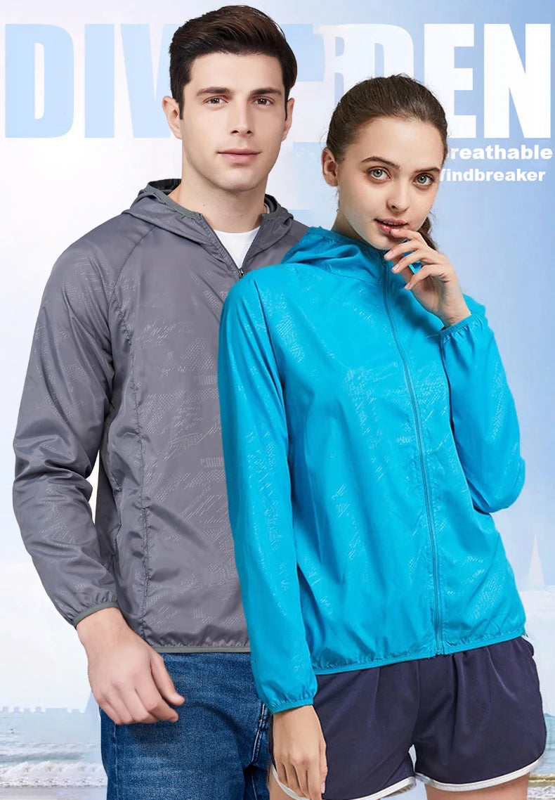 JNLN Unisex Wanderjacke Herren Damen Wasserdicht Schnelltrocknend Camping Windjacke Outdoor Trekking Angeln Regenmantel Anti UV Kleidung