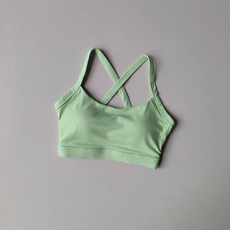 Slim Shoulders Sexy Yoga Vest Fixed Cup Medium Intensity Sports Underwear Suspender Beauty Back Shock-proof Integrated Chest Pad