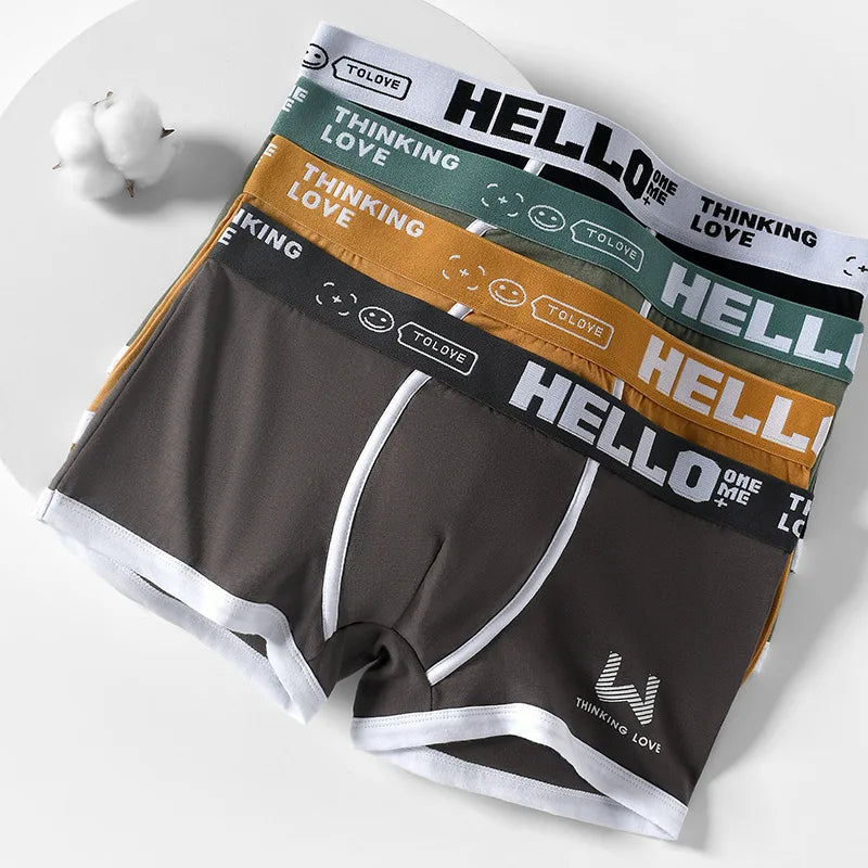 1Pcs Männer Baumwolle Boxer Shorts Höschen Unterwäsche3 Farben L XL 2XL 3XL Weichen Brief Gürtel Atmungsaktive Soft Mode sport