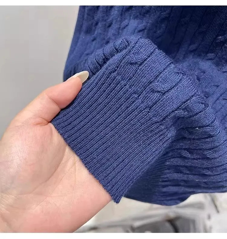Zjaiss 2026 Sommer Koreanisches Retro Elegantes Textur-Kurzarm-Oberteil mit O-Ausschnitt und Zopfmuster für Damen – Weiches, lässiges, vielseitiges, dünnes T-Shirt