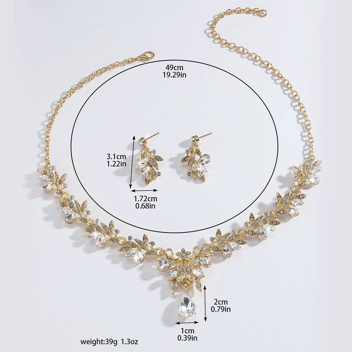 Women's Fashion Sparkling Leaf Water Drop Jewelry Set, Light Luxury Style, Gorgeous and Elegant Jewelry
