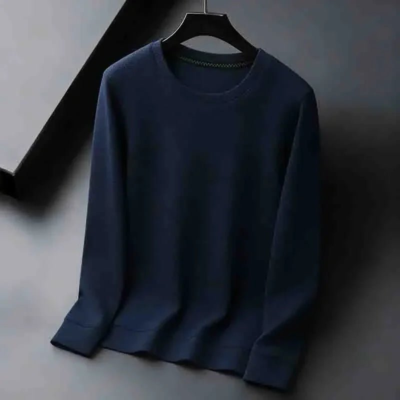 2026 Neuerscheinung Herren Basic Einfarbiger Rundhals-Pullover Atmungsaktiver Langarm-Strickpullover