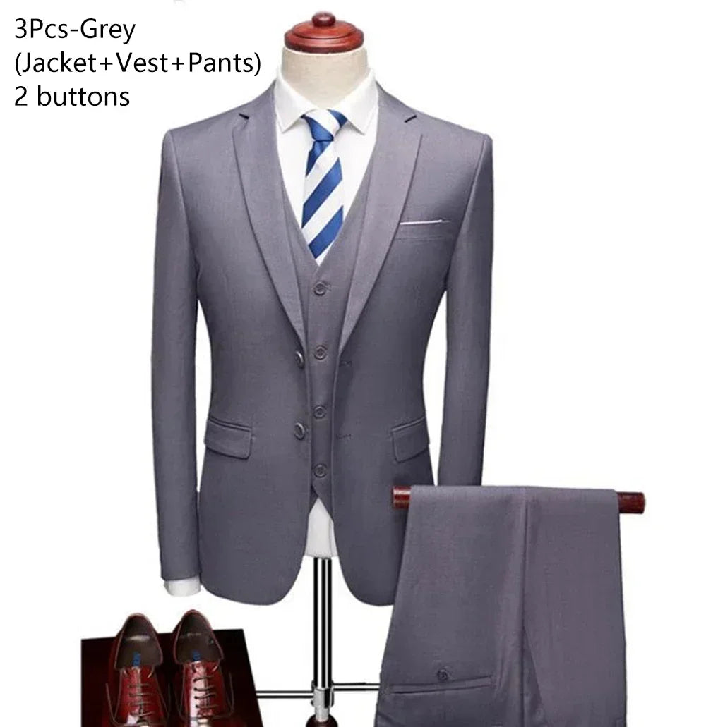 Hochzeitsanzüge für Männer, 3-teiliges Set, elegante Jacken, Weste, Hosen, Blazer, formelles Outfit, modisch, klassisch, komplettes 2024-Kostüm