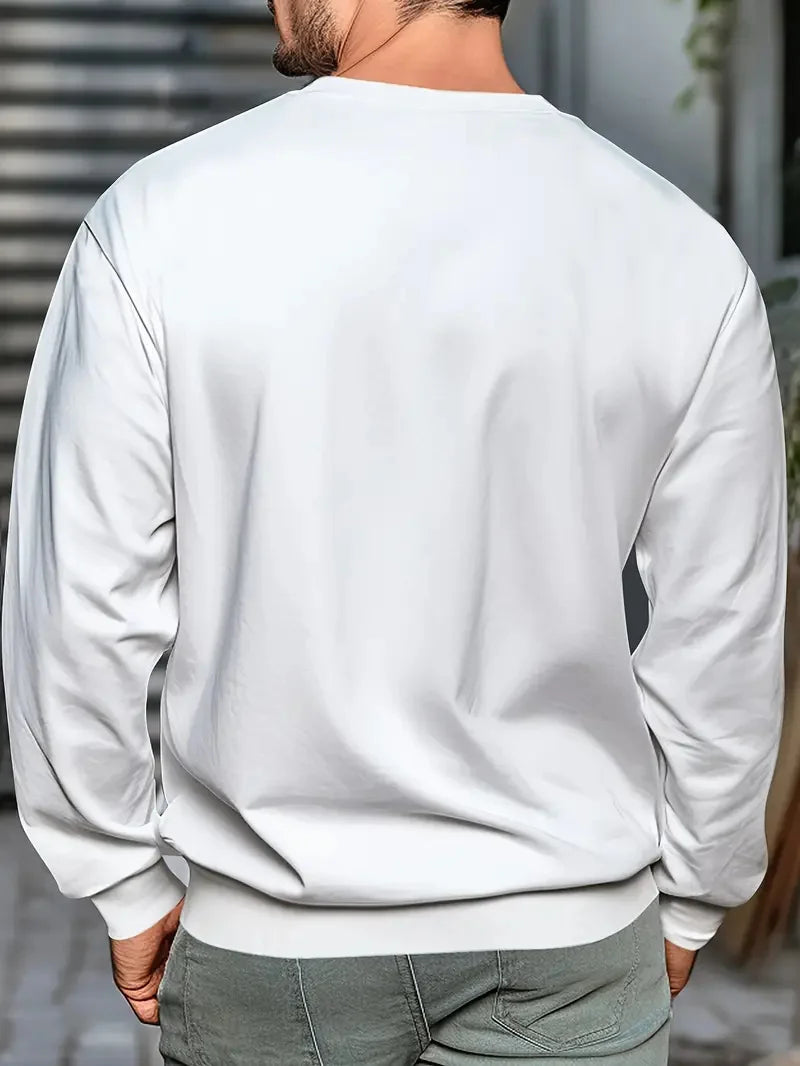 Men's autumn and winter fashionable casual loose poker and dice graphic printed long sleeved round neck sweatshirt