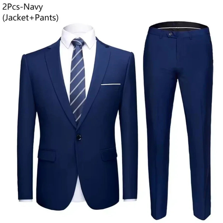 Men Suits Set Jackets Pants 2 Pieces Elegant For Wedding Slim Fit Blazers Formal Outfit Fashion Classic Full 2025 Costume