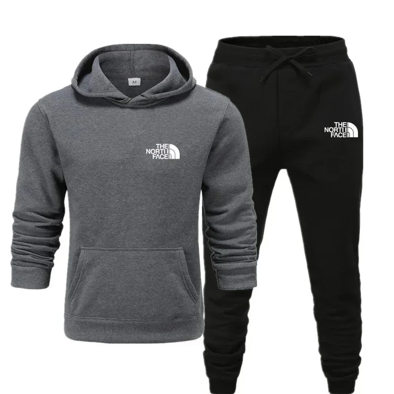 Herbst und Winter neues Herren-Sportbekleidungsset, modisches Outdoor-Herren- und Damen-Kapuzenpullover und Hose, 2-teiliges Set