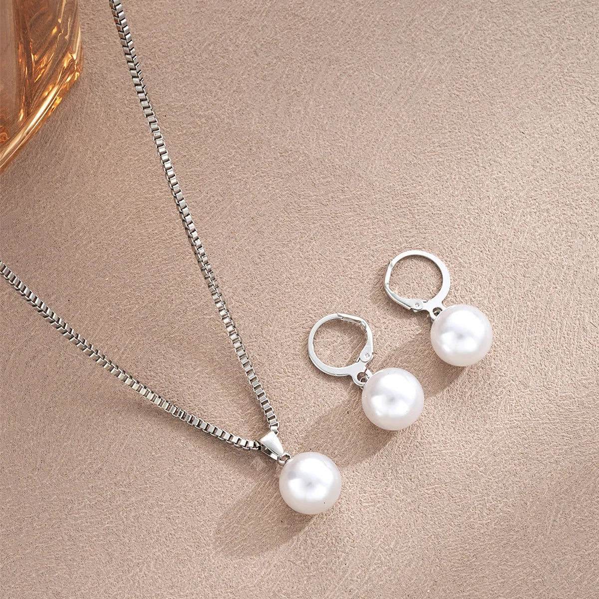 Mode Perlen Schmuck Set Für Frauen Baumeln Ohrringe Anhänger Halskette Einfache Zierliche Täglichen Tragen Outfit Party Zubehör