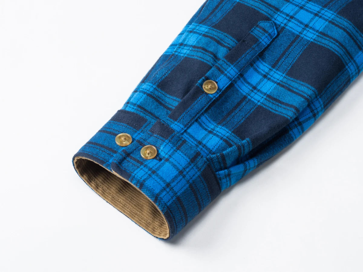 MAGCOMSEN Flanellhemden für Herren, langärmelig, Baumwolle, langärmelig, kariertes Hemd mit 2 Taschen, Knopfleiste, lässiges Cordhemd für Herren