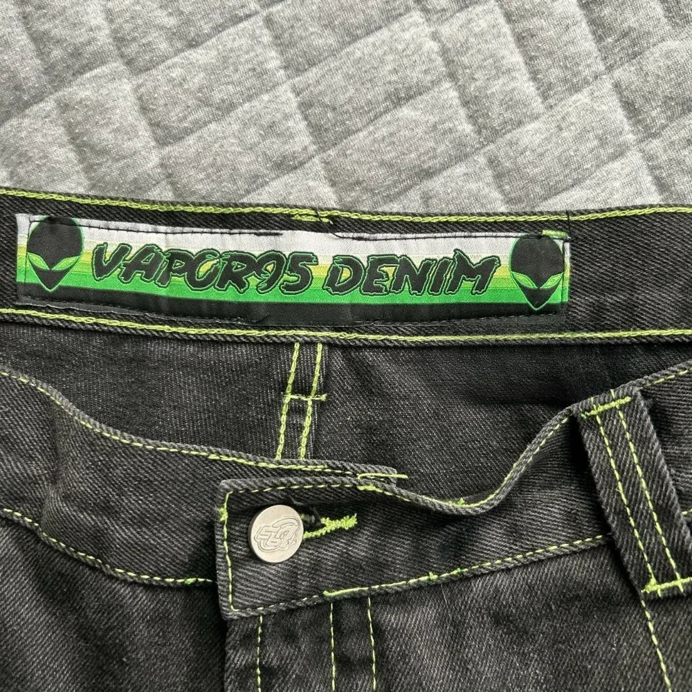 Jeans Frühling und Herbst Europäische und amerikanische Hose mit weitem Bein und lockerem Alien-Muster 2024, neuer High-Street-Trend, Hip-Hop-Männer