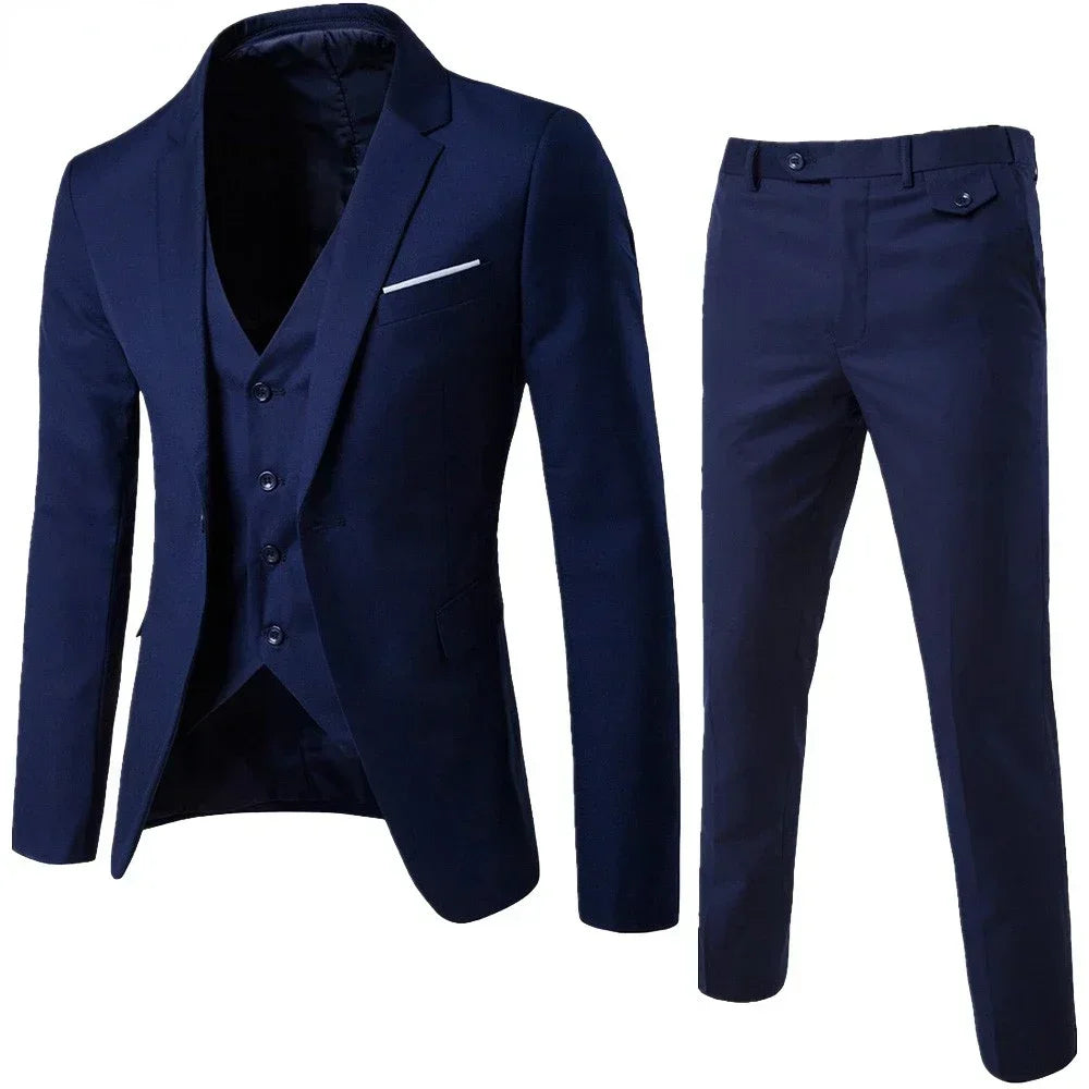 Anzüge für Männer, 3-teiliges Set, elegante Hochzeit, modisch, klassisch, volle Jacken, Weste, Hosen, Blazer, Outfit, 2025, formelles Kostüm