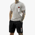 Männer 2025, Sommer, neuer lässiger Sportanzug, modisches, atmungsaktives Outdoor-Herren-Kurzarm-T-Shirt + Trainingsshorts, zweiteiliges Set