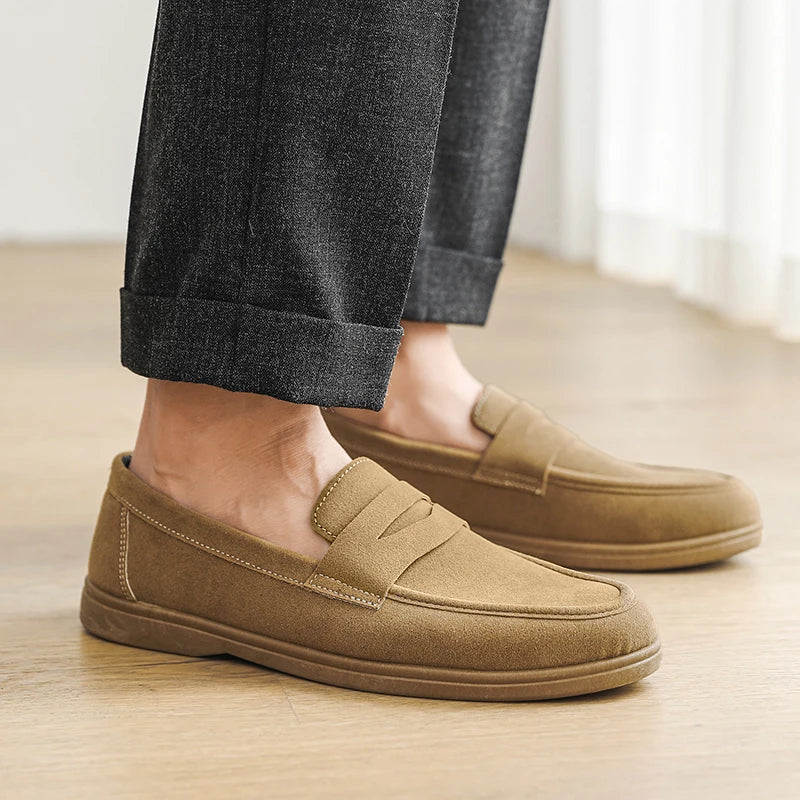 Hot Sale Men's Slip On Loafers Preppy Lightweight Breathable Comfort Outdoor Flats Non Slip Soft Sole Casual Daily Walking Shoes