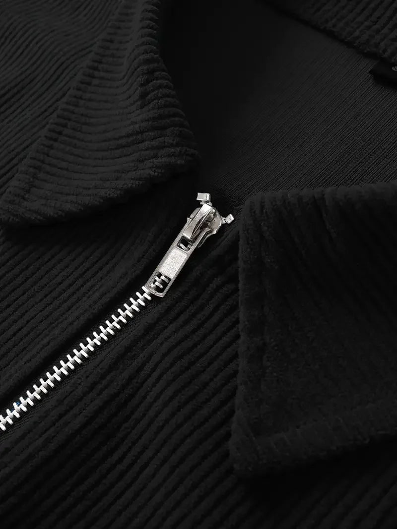 Herren-Cord-Reißverschlussjacke, lässig, modisch, Oberteil, Frühling und Herbst, Oberbekleidung für Streetwear, bequeme Passform, Mantel mit Reißverschluss