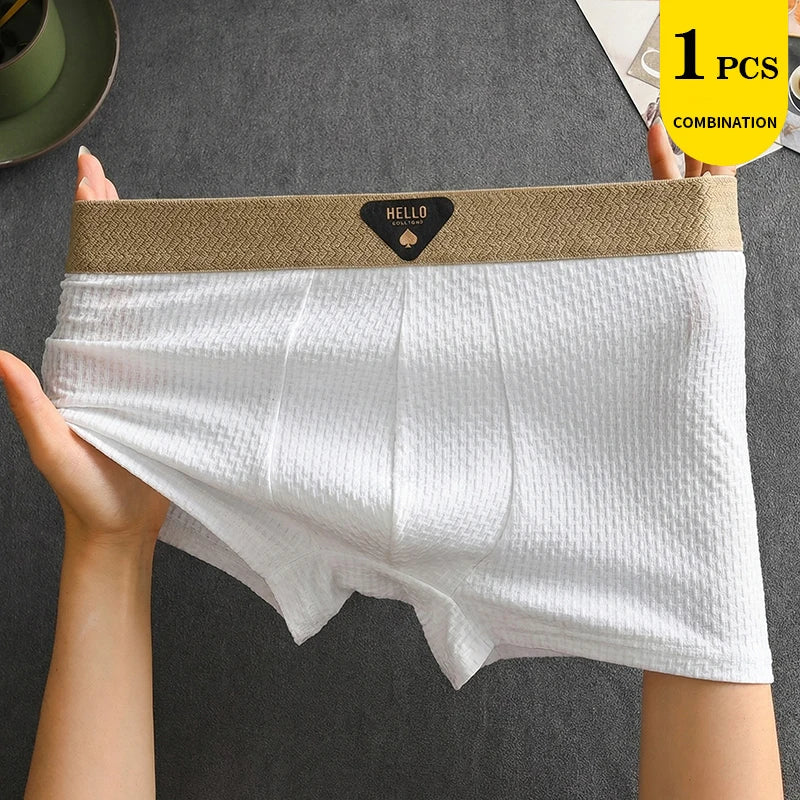 1/4 Stück Herren-Unterwäsche aus Eisseide, heiße Dessous, dünne Boxershorts, coole Unterhosen, atmungsaktive sexy Slips, U-förmige Shorts, Größen L-6XL