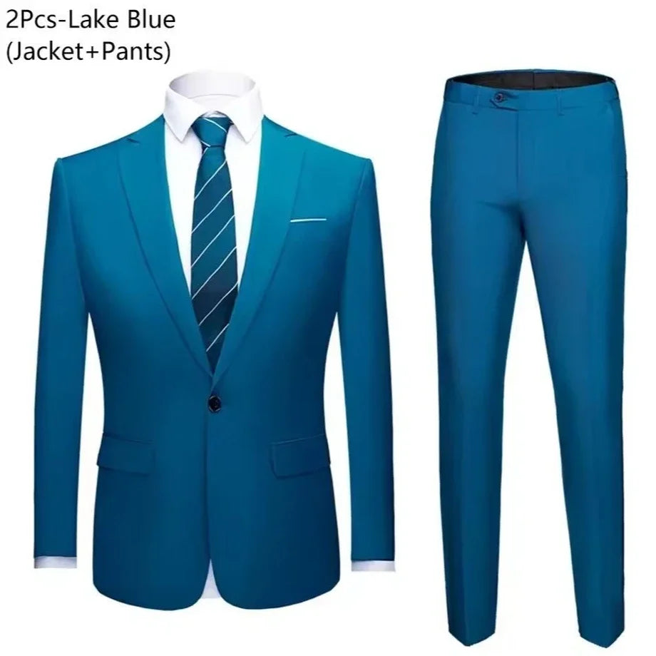 Men Suits Set Jackets Pants 2 Pieces Elegant For Wedding Slim Fit Blazers Formal Outfit Fashion Classic Full 2025 Costume
