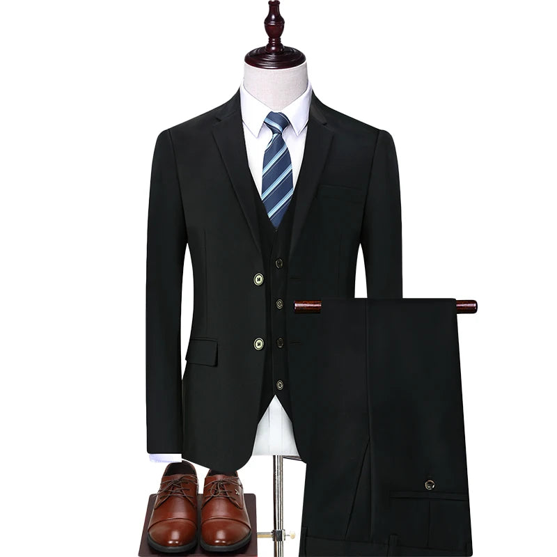Herren-Slim-Fit-Dreiteiler im koreanischen Stil für Business, professionelle formelle Kleidung, Trauzeuge, Bräutigam, Hochzeit, koreanischer Stil, kleiner Sui