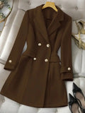 Brown women's wool coat, for work, commuting, office