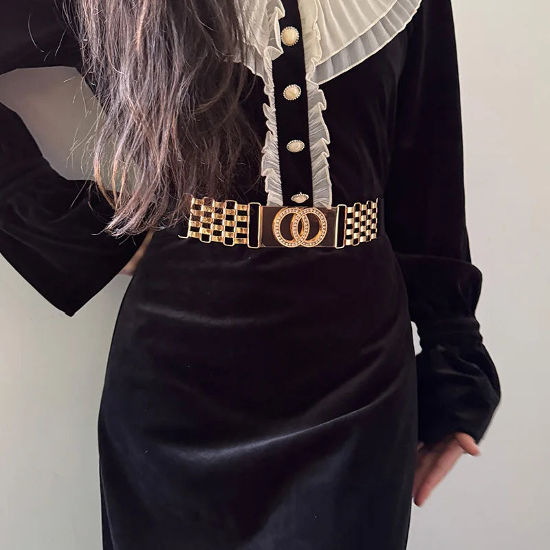 Golden Letter Waist Corset Belts Fashion Women's Metal Waistband Female Luxury Brands Designer Ladies Elastic Belt For Dress