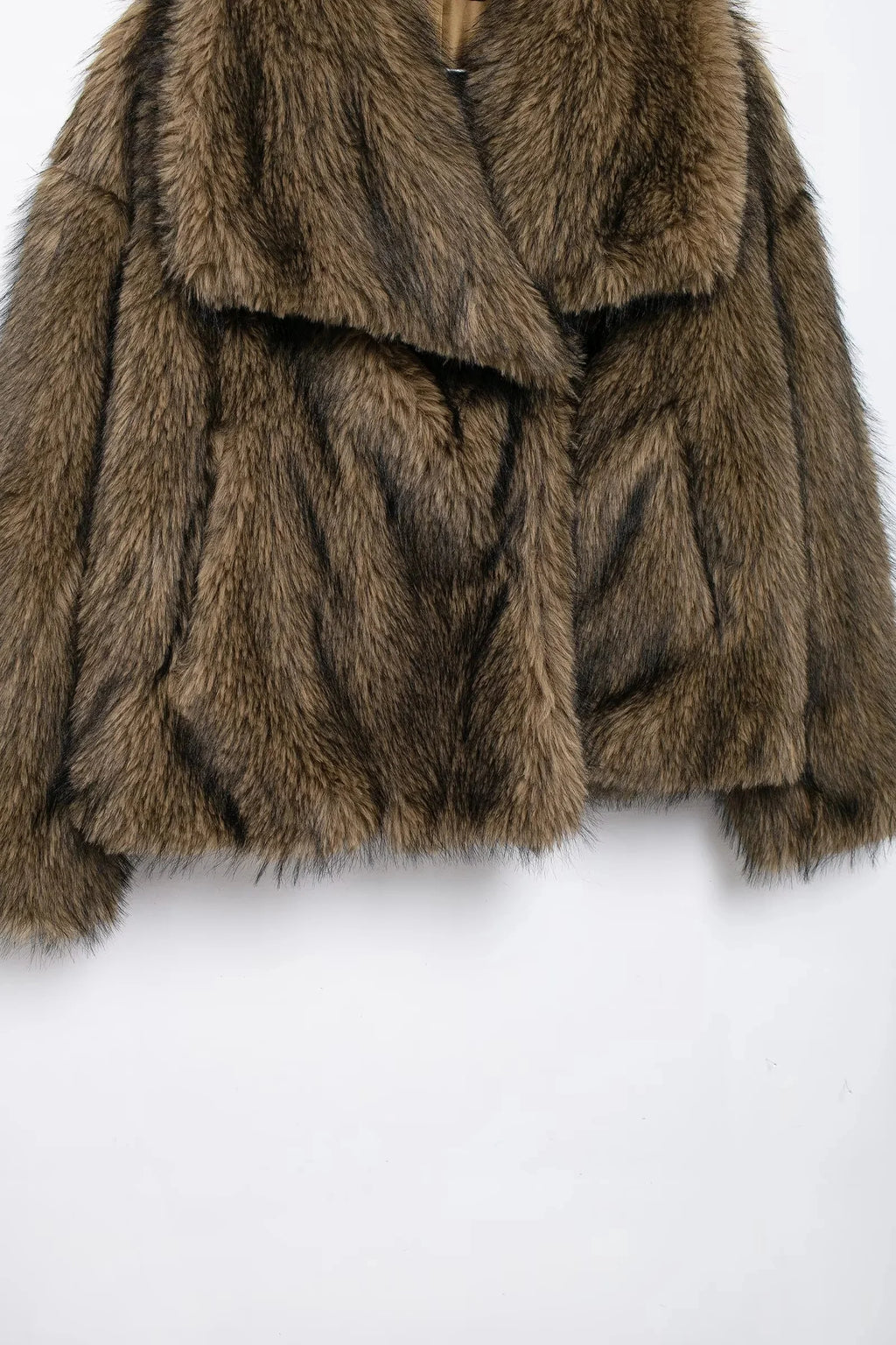 KONDALA 2025 Fall Winter Casual Faux Fur Brown Women Warm Jackets Streetwear Turn Down Collar Christmas Oversized Elegant Coats