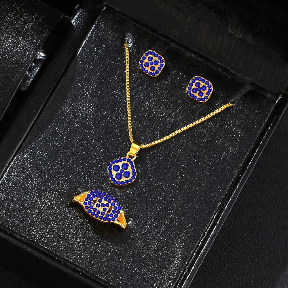 1-teiliges Luxus-Würfel-Schmuckset, elegantes Damen-Set mit Halskette, Ohrringen und Ringen, perfektes Geschenk zum Valentinstag, Weihnachtsgeschenk, Bi