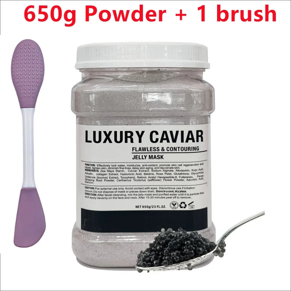 650g Chamomile Hyaluronic Acid Facial Moisturizing Mask Powder with Silicone Brush Increasing Skin Elasticity Rose Jelly Mask