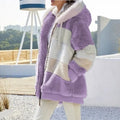 Warm Fleece Oversized Hooded Jacket Women's Autumn Winter Thickened Zipper Pocket Patchwork Clothing Comfortable Sweatshirt