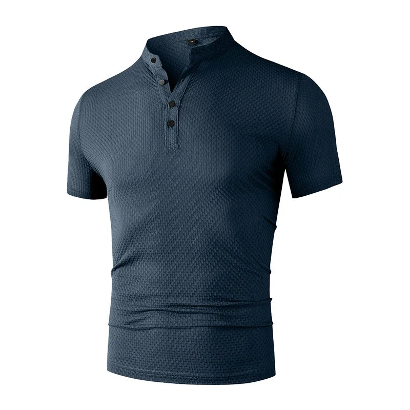 Herren Business Casual Kurzarm POLO Shirt Knochen Blume Einfarbig Atmungsaktiv Bequem Mode Sommer Vielseitig Top