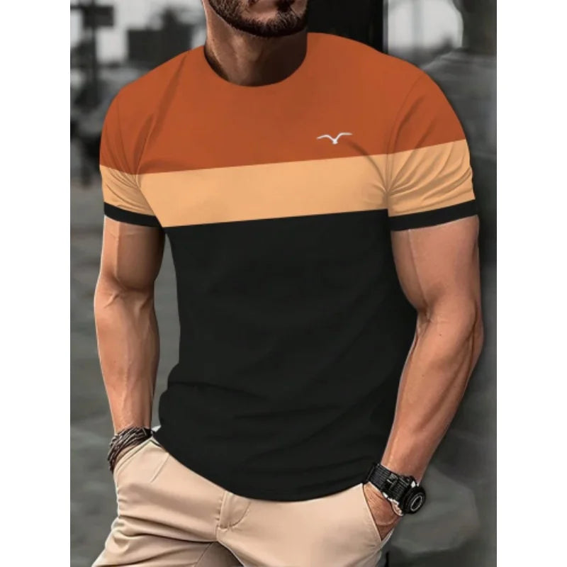 3D Gedruckt Geometrische Spleißen T Shirt Für Männer Bunte Streifen Muster T-Shirts Sommer Casual Oansatz Tees Lose Kurzen Ärmeln