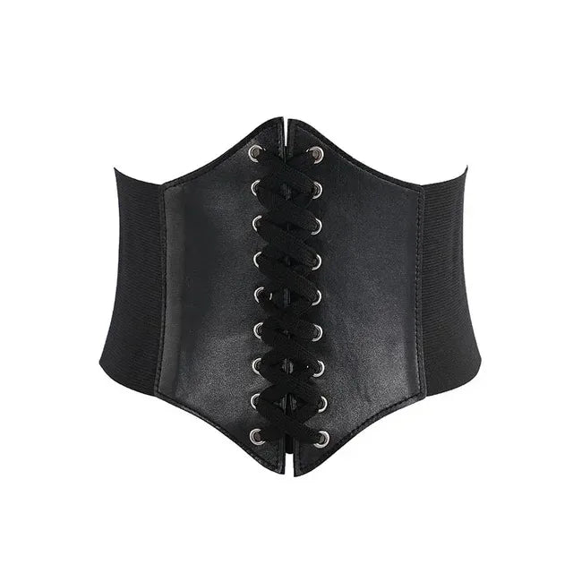 Frauen Korsett Gürtel Gothic Mode PU Leder Weibliche Spitze-up Korsett Gürtel Abnehmen Taille Vintage Korsett Schwarz Breiten gürtel für Mädchen