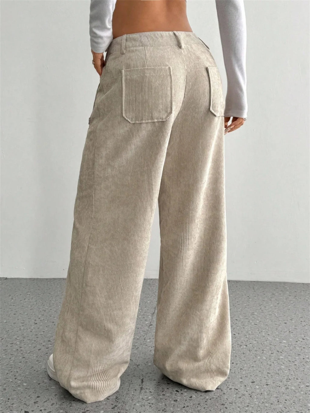 Women Autumn Winter Corduroy Pant Fashion Retro New In Wide Leg Trousers Lady Casual High Waist Solid Pants Street Chic Clothes