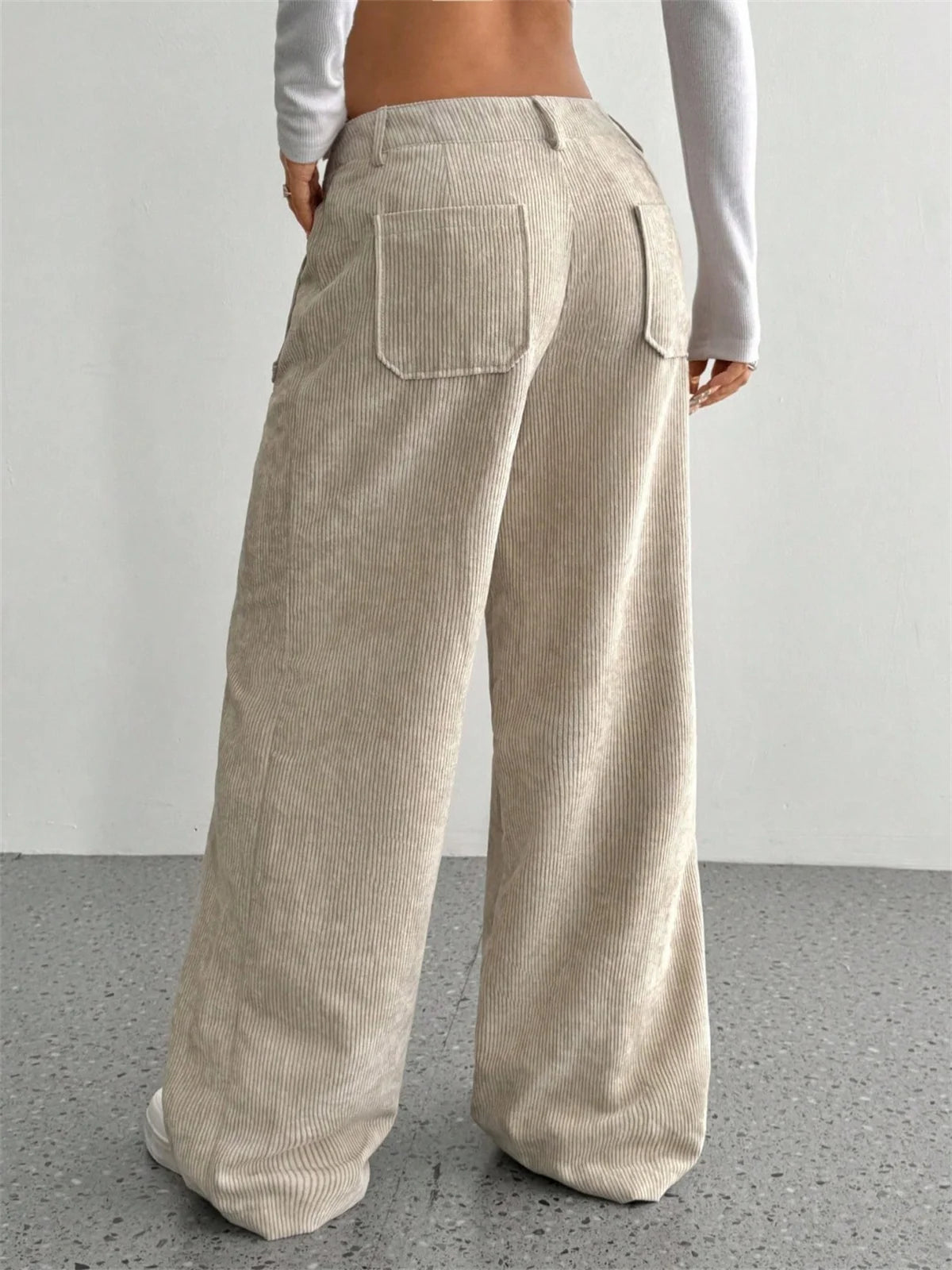 Women Autumn Winter Corduroy Pant Fashion Retro New In Wide Leg Trousers Lady Casual High Waist Solid Pants Street Chic Clothes