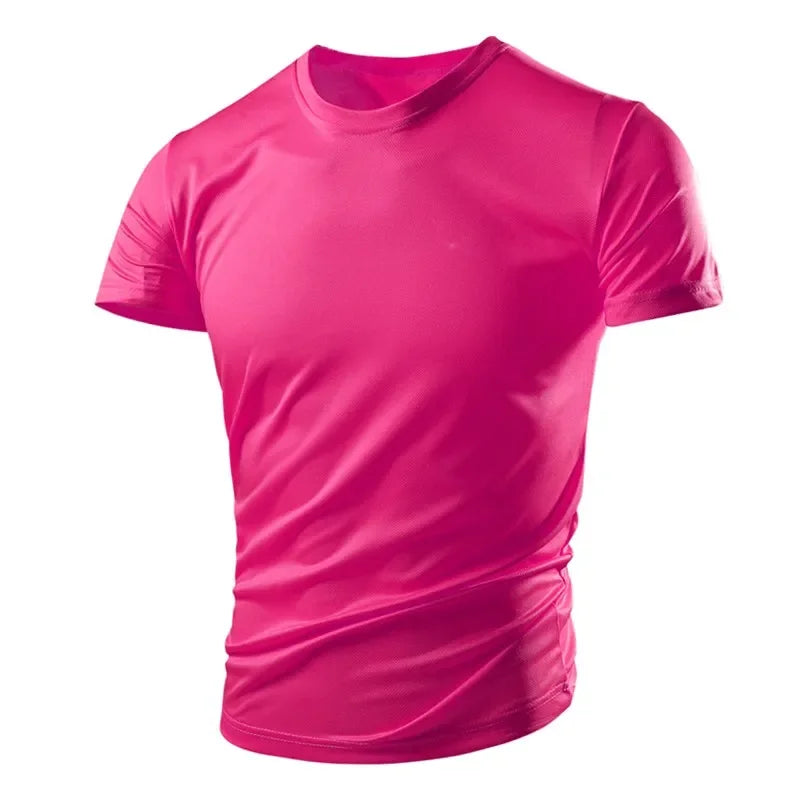 Neues Sommer-Herren- und Damen-Halbarm-Kurzarm-T-Shirt aus Eisseide, atmungsaktiv, für Sport und Fitness, schweißableitend, schnell trocknend
