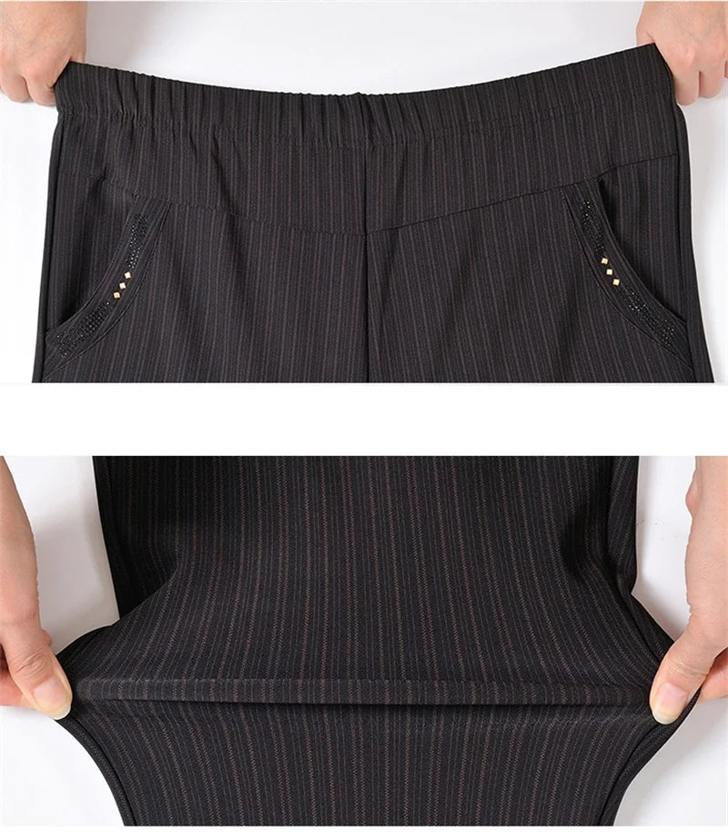 Autumn Winter Women Pants New Elastic High Waist Straight Pants Middle Elderly Mom Casual Pants Oversize XL- 9XL Female Trousers