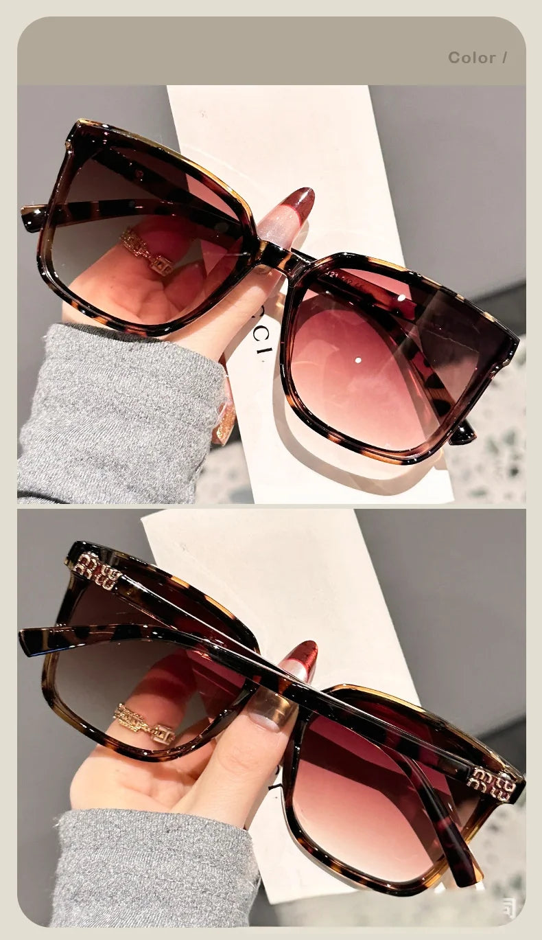 Neue Designer-Sonnenbrille mit großem, quadratischem, dünnem Rahmen und Tempelbügeln im High-End-Stil für Damen DS-8162