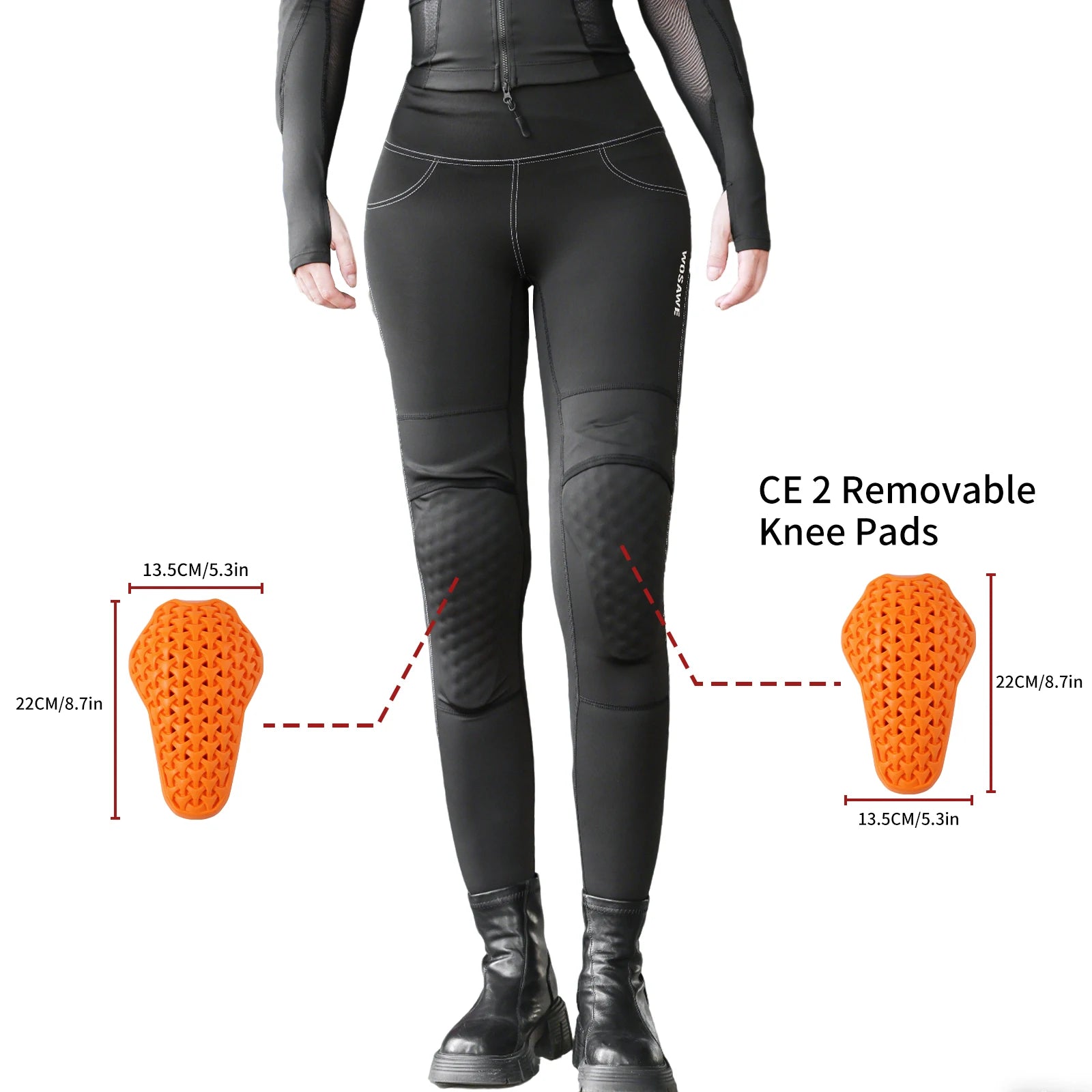 WOSAWE Damen-Motorradhose, schmale Passform, mit Offroad-Outdoor-Reithose mit CE-schützenden Knieschützern, Motocross-Motorradhose