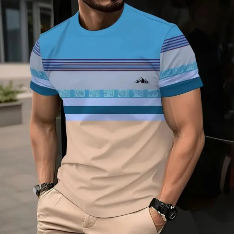 3D Gedruckt Geometrische Spleißen T Shirt Für Männer Bunte Streifen Muster T-Shirts Sommer Casual Oansatz Tees Lose Kurzen Ärmeln