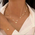 Modisches Schmuckset mit Imitationsperlen und Herzanhänger für Damen, Gold- und Silberfarben, runde Perlen, Halskette und Armband, Accessoires für den Alltag
